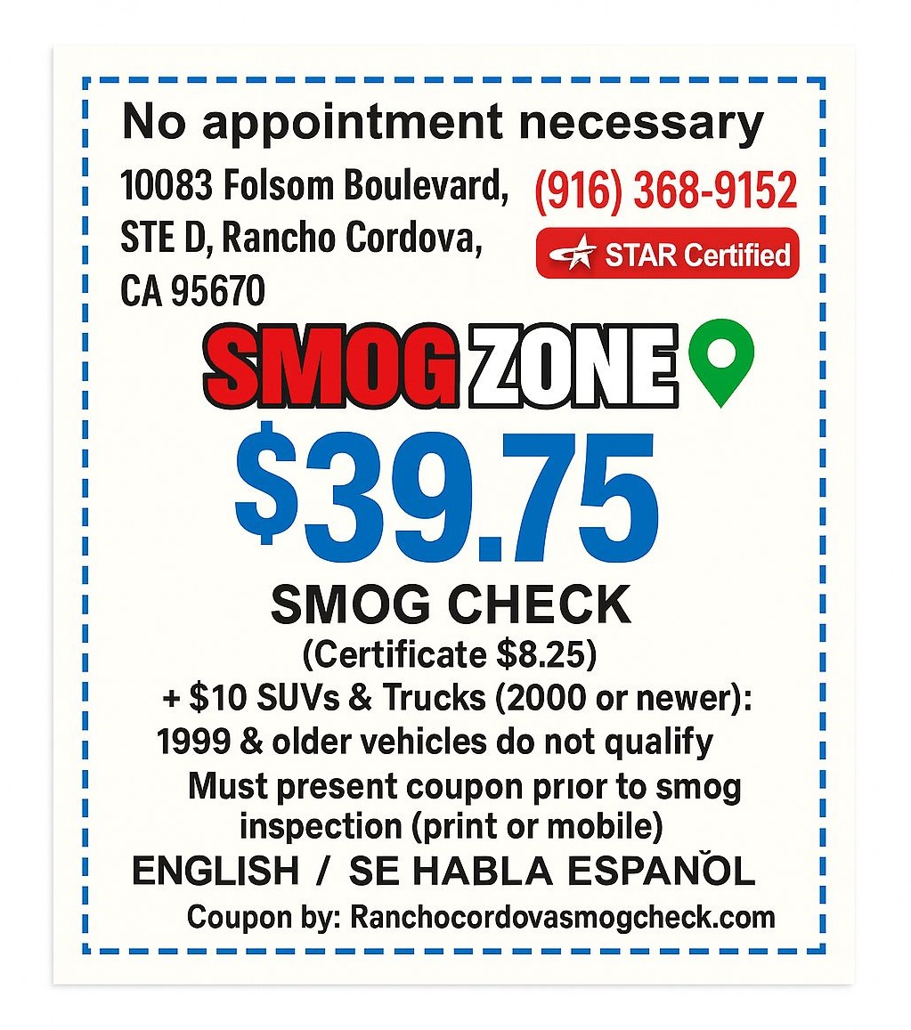 Smog Check Coupon Rancho Cordova